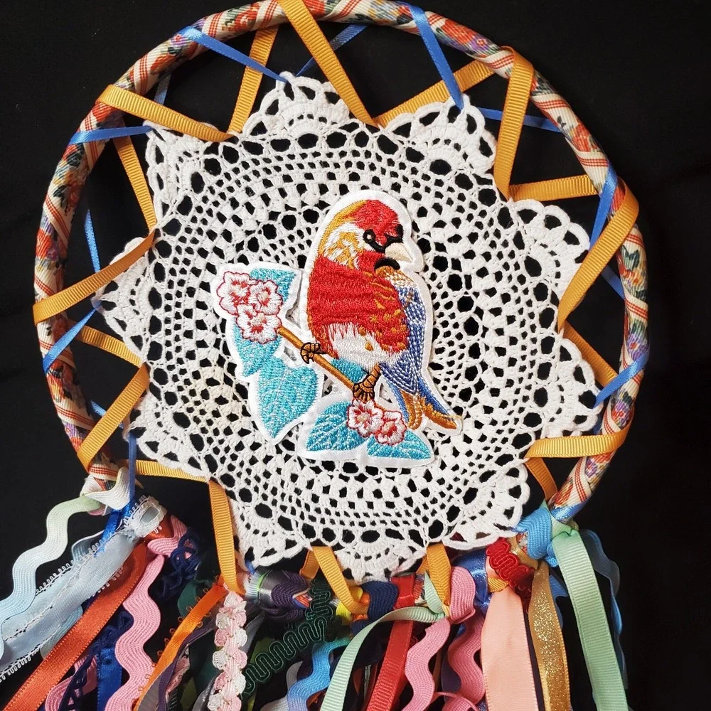 Parrot Bird Boho Bohemian OOAK Dream Catcher 8.5